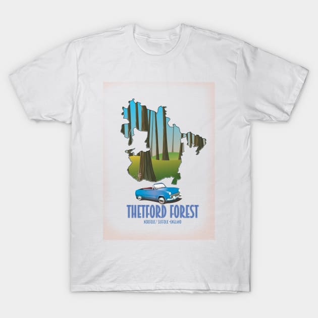 Thetford Forest Norfolk Suffolk England map T-Shirt by nickemporium1